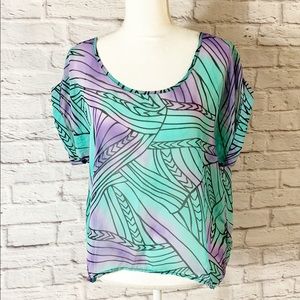SHEER top HI LOW mint PURPLE size Large
